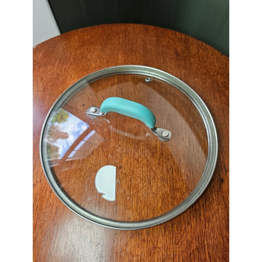 The Pioneer Woman Tempered Glass Replacement Lid Teal Handle 10 Inch